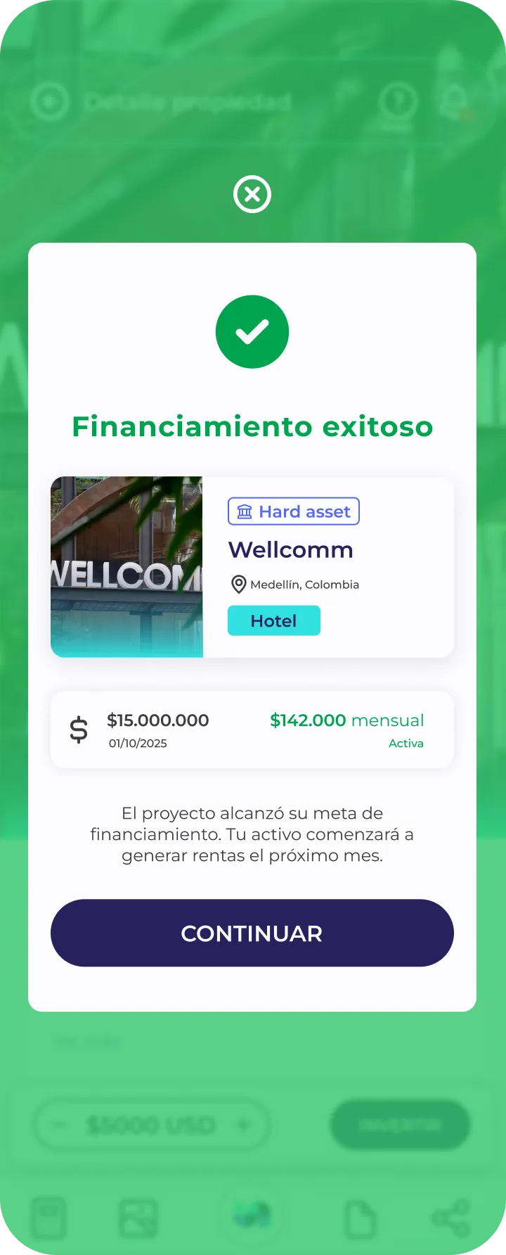 Indahouse Plataforma — Financiamiento exitoso