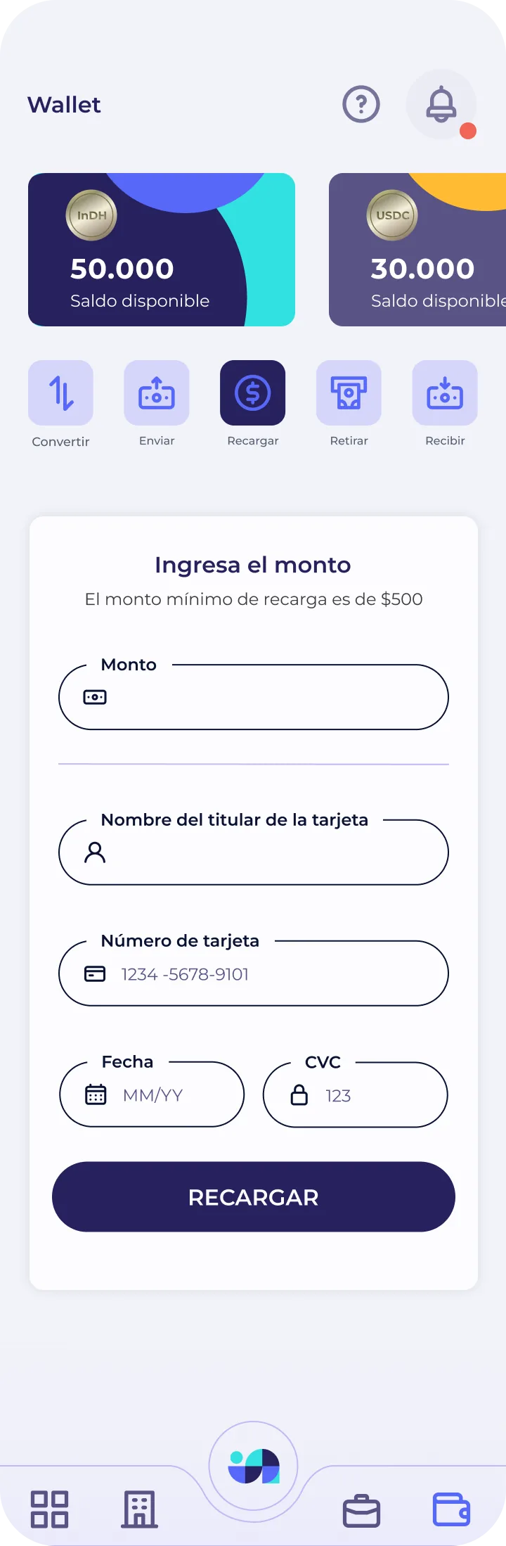 Indahouse Plataforma — Recargar