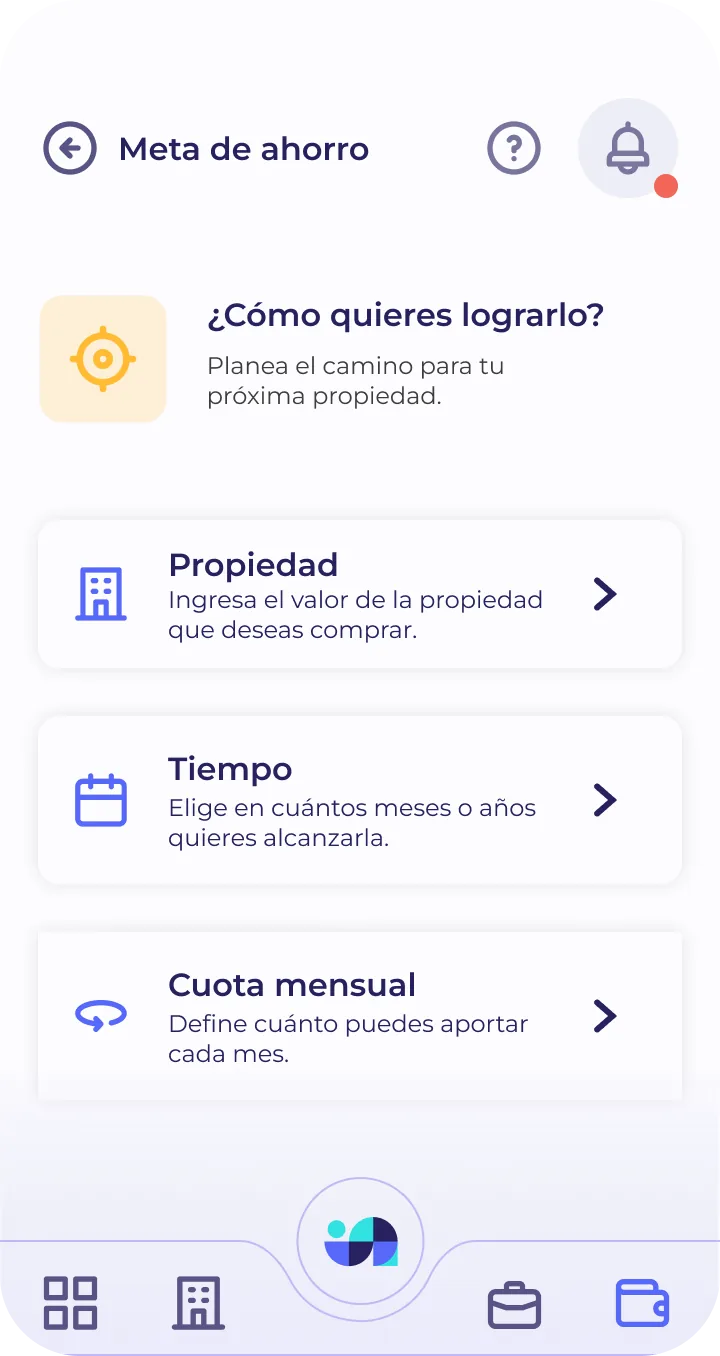 Indahouse Plataforma — Meta de ahorro